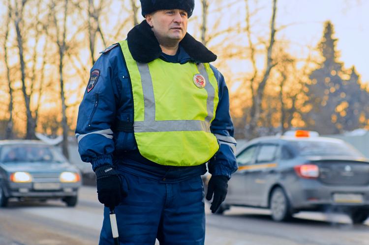 Лейтенант полиции Сергей Ягодкин на посту.