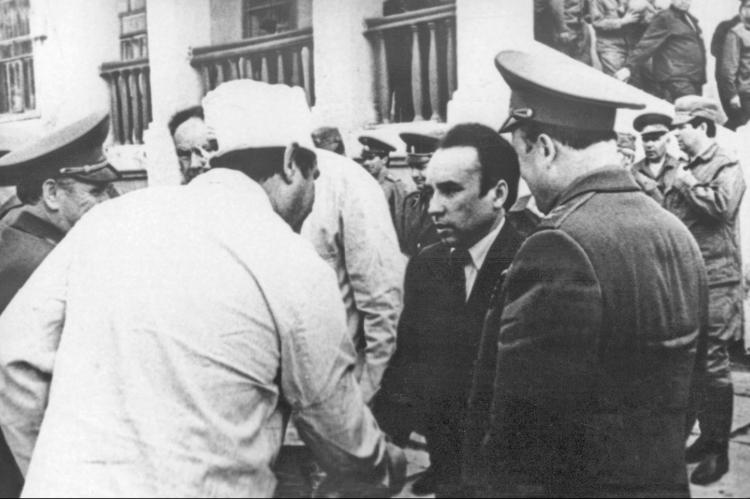 Встреча с Заместителем Председателя Правительства СССР Ю. Д. Маслюковым в Чернобыле. Май 1986 года. 